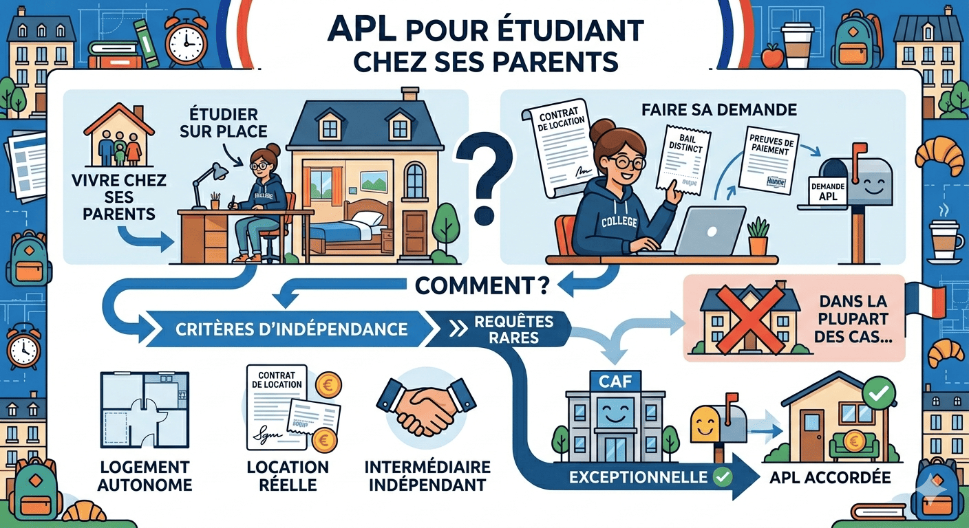 Illustration sur APL pour étudiant chez ses parents : droits et démarches - aides sociales en France