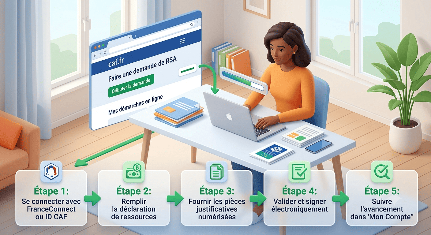 Illustration sur Demande RSA en ligne : le guide complet étape par étape - aides sociales en France